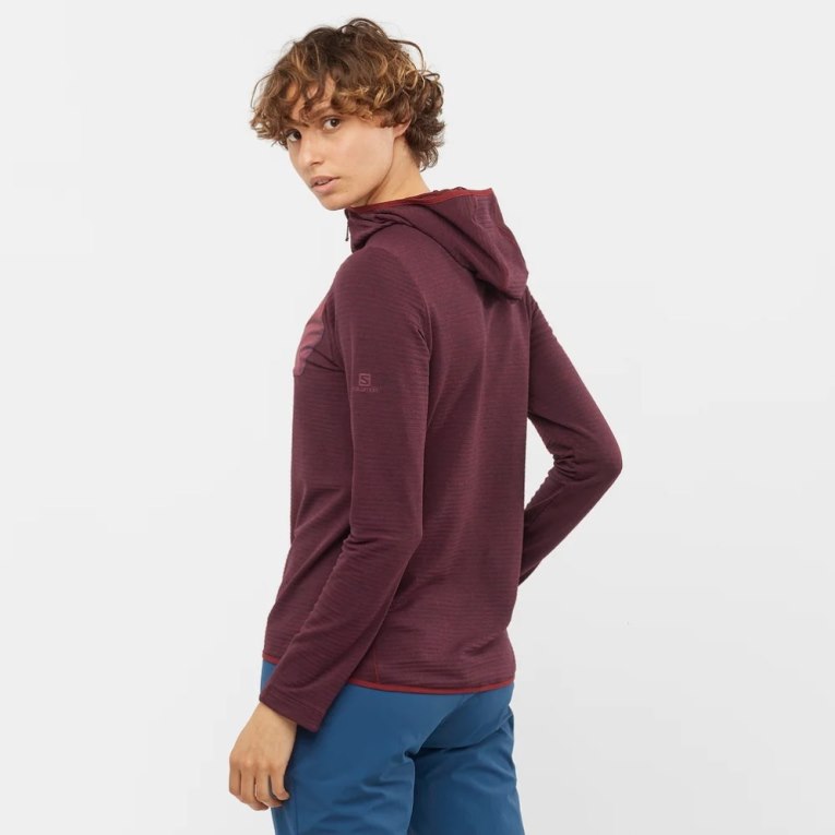 Salomon Essential Lightwarm Hooded Women's Jackets Burgundy | CA 31N84